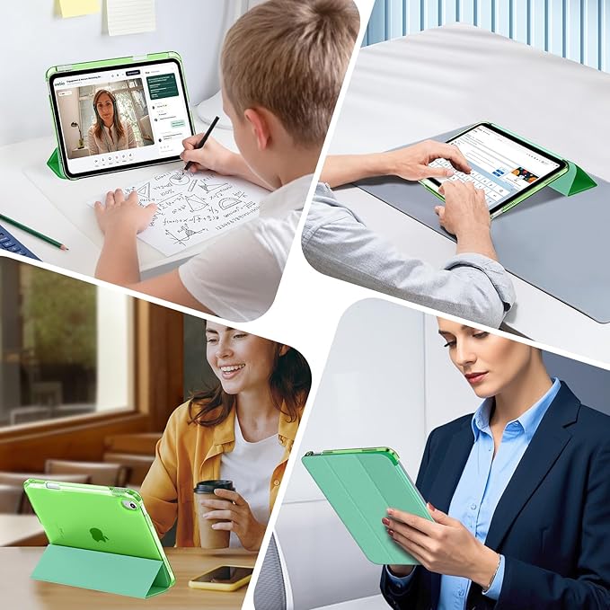 MoKo for iPad (A16) 11th Generation Case 11 Inch 2025, iPad 10th Gen Case 10.9 Inch 2022 with Pencil Holder, Slim Light Trifold Protective Cover with Hard PC Translucent Back Shell, Forest Green