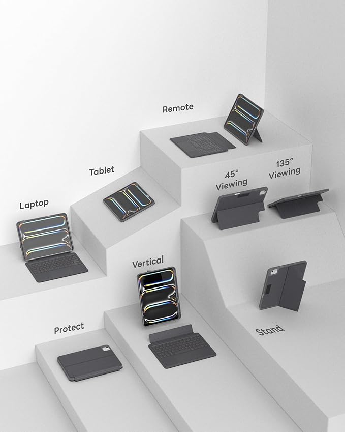 EIP Bluetooth Keyboard Case for iPad Air 13 inch (M3 2025/M2 2024), 13" Magnetic Detachable Case with Trackpad, 7-Color Backlit Keys, Stylus Shortcut Support, Slim Protective Cover