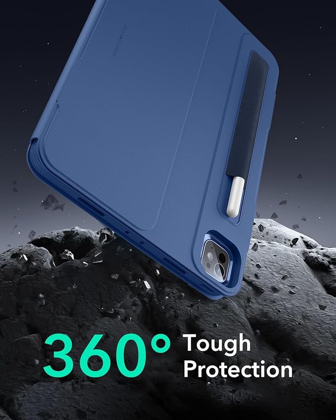 ESR for iPad Pro 13 Inch Case M4(2024), iPad Pro 13 Rotating Case with Removable Magnetic Cover, Adjustable Portrait/Landscape Stand with Raised Screen View, 9 Standing Angles, Shift Series, Blue