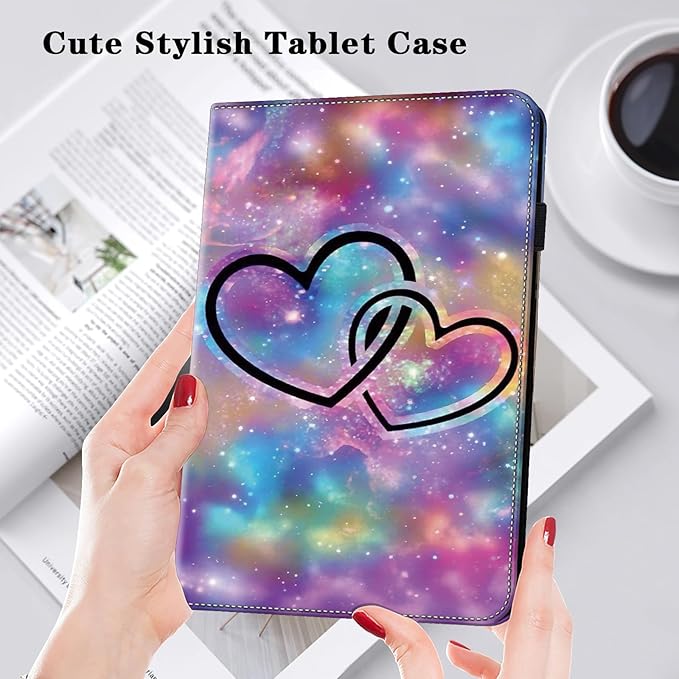 Case for Lenovo Tab M9 Cover 9.0 inch (TB-310FU,2023 Released),PU Leather Flip Stand Case with Elastic Band for Lenovo Tab M9 Tablet - Two Hearts