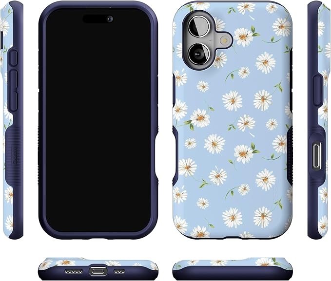 Casely iPhone 17 Case | Daisy Daydream | Baby Blue Floral | Bold Protective Design | Compatible with MagSafe