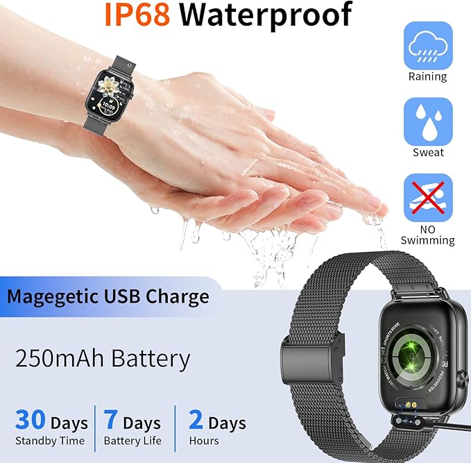 Smart Watch for Men Women, 2025 1.83" HD Smartwatches (Answer/Make Call), IP68 Waterproof Activity Fitness Tracker, Sleep Monitoring, Pedometer, Fitness Watch for Android iOS (Black)