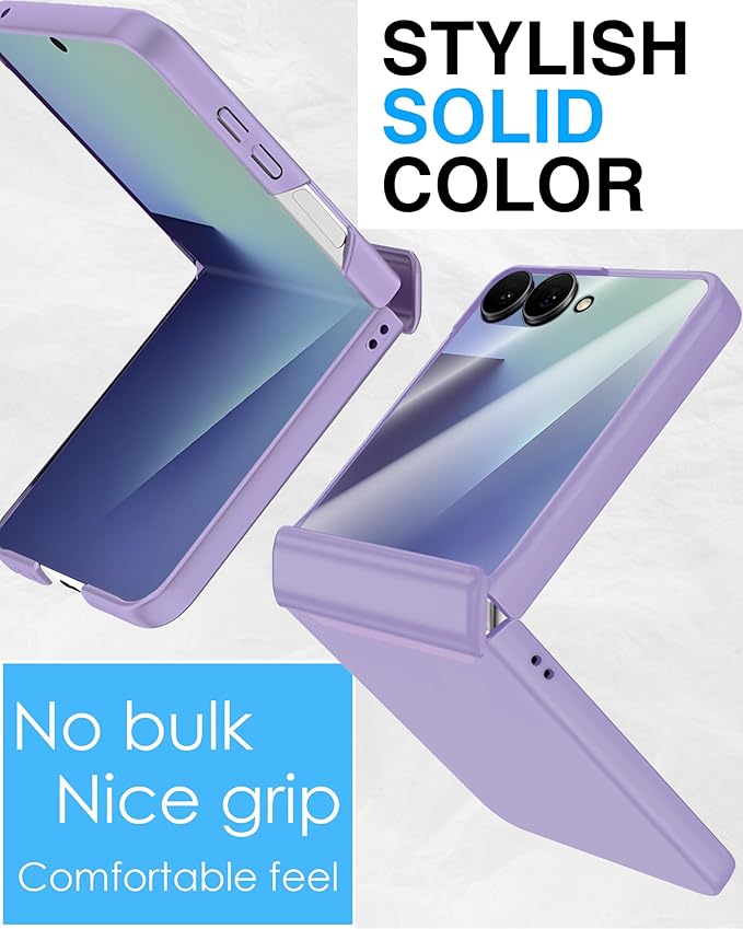 STORMTAL for Samsung Galaxy Z Flip 7 Case, Hinge Protection, Built-in Screen Protector, Wireless Charging, Shockproof, Slim Rugged Phone Protective Case for Galaxy Z Flip 7 Purple