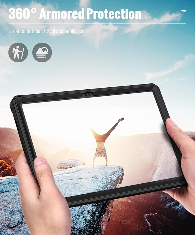 MoKo Case Fit Galaxy Tab A9 Plus 11-Inch 2023 (SM-X210/X216/X218), Shockproof Full Body Rugged Stand Back Cover Built-in Screen Protector Fit Galaxy Tab A9+ 11" 2023, Black