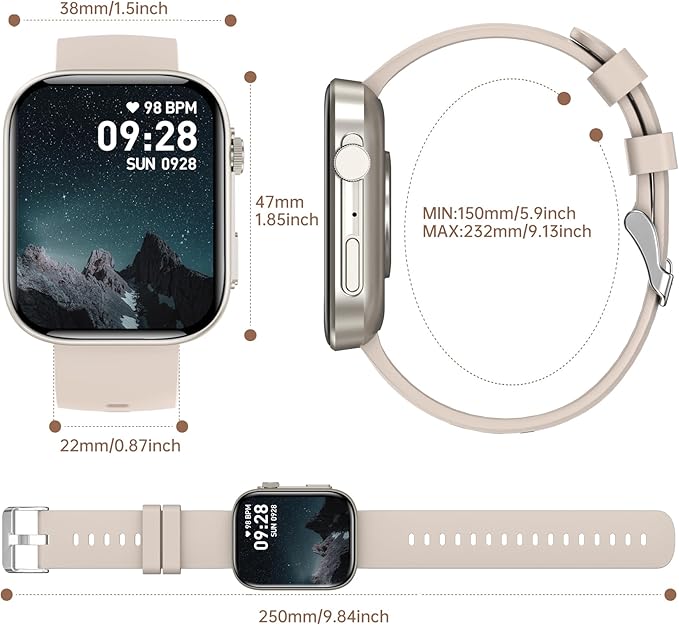 BRIBEJAT Smart Watch for Men Women (Make/Answer Call), HD 2.01'' Smartwatch IP68 Waterproof, Fitness Tracker Pedometer SpO2/Heart Rate/Sleep Monitor, Compatible with iPhone Samsung iOS Android Phone