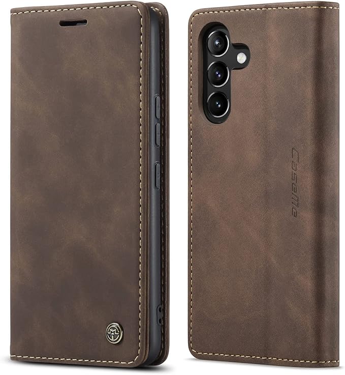 for Samsung Galaxy A54 5G Case, Flip Wallet Leather Case with Card Holder Magnetic Closure Shockproof Kickstand Protective Phone Cases Cover for Galaxy A54 6.4 Inch,Coffee