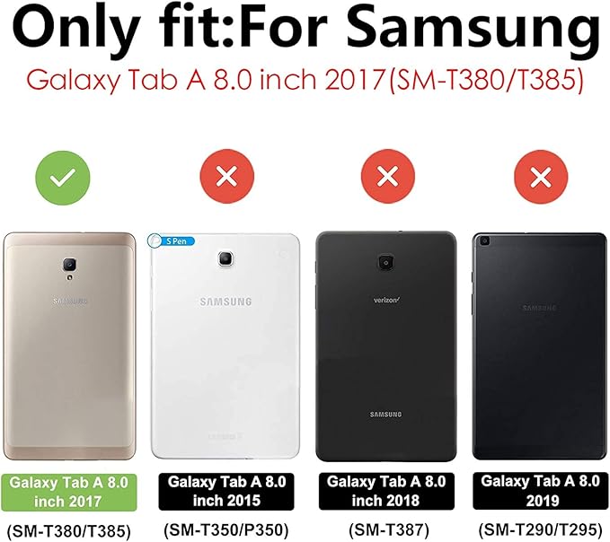 BRAECNstock for Samsung Galaxy Tab A 8.0 2017 Case (SM-T380/T385) Heavy Duty Shockproof Protective Case with Rotating Hand Strap Kickstand Shoulder Strap Galaxy Tab A SM-T380 Tablet Case Kids - Blue