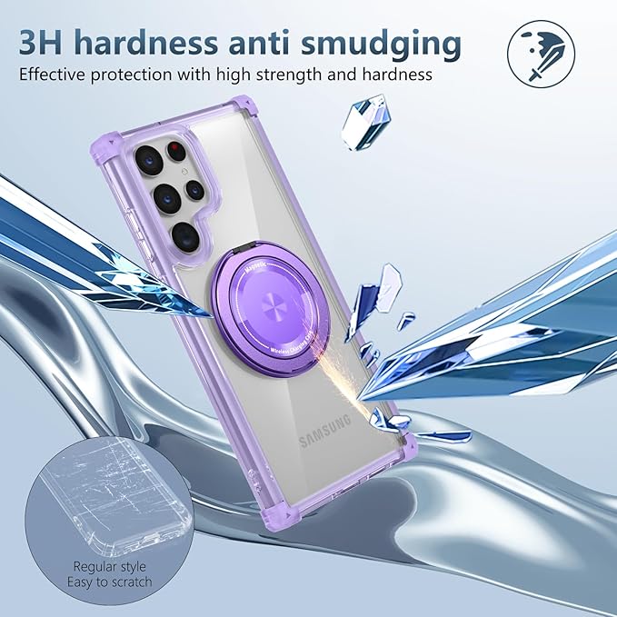 for Samsung Galaxy S25 Ultra Case Compatible with MagSafe Magnetic,with Screen Protector,with Kickstand Ring Military Grade Drop Heavy Duty Protection Shockproof for S25Ultra Phone Case Purple