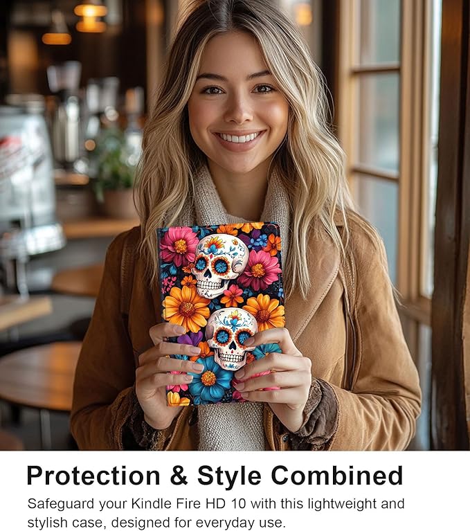 Case for Samsung Galaxy Tab A9 8.7-Inch 2023, Slim PU Leather Stand Cover with Auto Wake/Sleep, Multi-Angle Viewing & Shockproof, Sugar Skulls