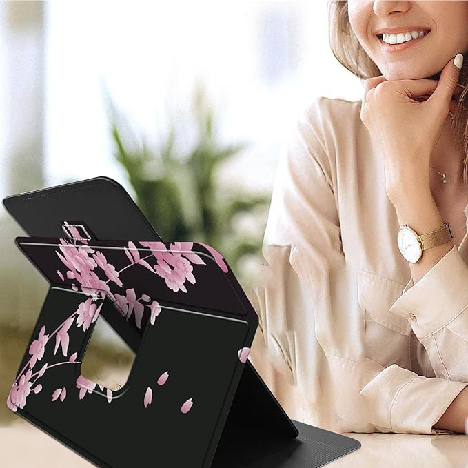 for Lenovo Tab M9 Case,9 inch Tablet Cover, Magnetic Closure Travel Portable Protective Case with 360 Degree Rotating Stand for Lenovo Tab M9 TB-310FU 2023-Cherry Blossoms
