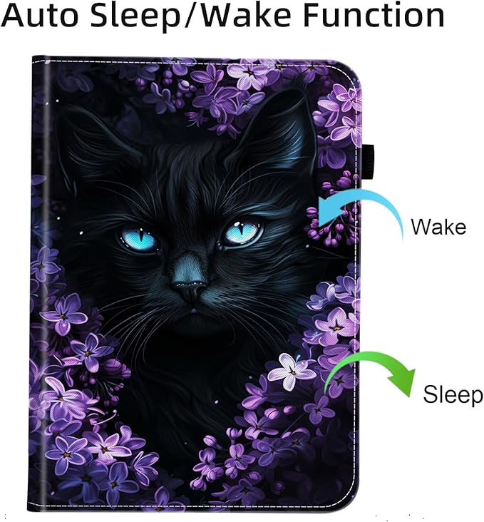 Case for Samsung Galaxy Tab A9 Plus/A9+ 5G 11 Inch 2023 Model (SM-X210/X216/X218),Card Slot PU Leather TPU Case Pen Holder Auto Wake Sleep,Cute Flower Cat