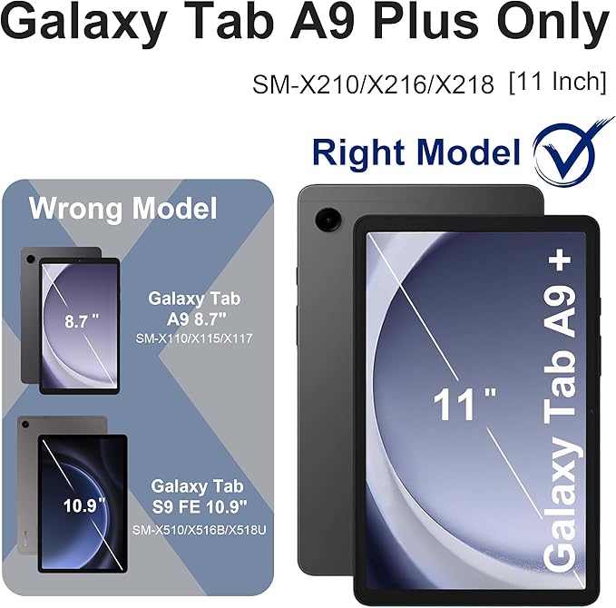 for Galaxy Tab A9 Plus Case 11 Inch, Rugged Case for Samsung Galaxy A9+ Tablet with Screen Protector 360 Rotating Stand Shoulder Strap Pen Holder, 2023 Model(SM-X210/X216/218), Rainbow Green