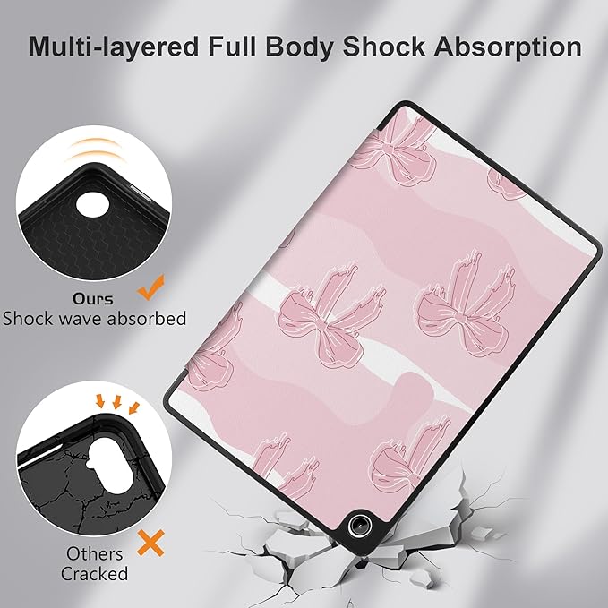 MEEgoodo Case for Samsung Galaxy Tab A9 Plus 11 inch Cover 2024 2023 with S Pen Holder, A9+ Smart Tablet Cases with Leather Trifold Stand+Soft TPU Back Shell+Smart Auto Wake/Sleep, Melted Bow