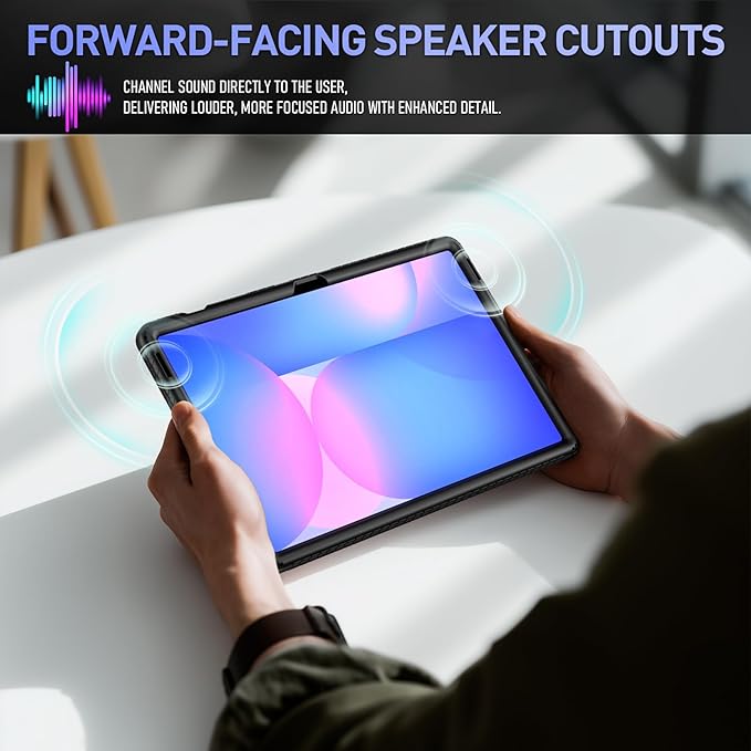 Poetic TurtleSkin Case for Samsung Galaxy Tab S10 FE Plus (2025 Release) 13.1 inch Case with S Pen Holder, Heavy Duty Shockproof Kids Friendly Protective Silicone Cover, Black