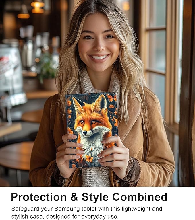 Case for Samsung Galaxy Tab S10 Ultra/Galaxy Tab S9/S8 Ultra 14.6-Inch, Slim PU Leather Stand Cover with Auto Wake/Sleep, Multi-Angle Viewing & Shockproof, Beautiful Fox