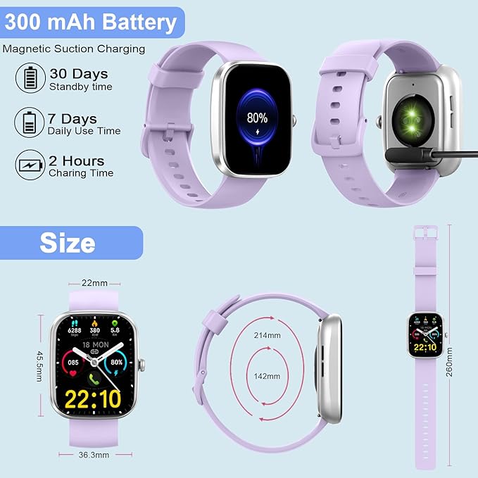 Kuizil Smart Watch, 1.91" Smartwatch for Men Women (Answer/Make Call), Fitness Tracker with 100+ Sport Modes, IP68 Waterproof, Heart Rate/Sleep Monitor, Pedometer, Activity Tracker for Android iOS