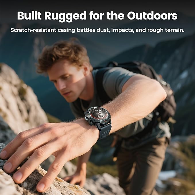 WalkerFit Military Rugged Smart Watch for Men 1.43" AMOLED Smartwatch, Always-on, 3ATM Waterproof for Swim, Accurate HR Sleep Monitor,Bluetooth Call Fitness Watch for iPhone Andriod Compatible, Black