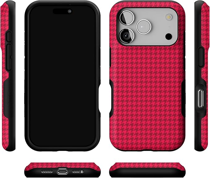 Casely iPhone 17 Pro Case | Best Dressed | Red Houndstooth | Bold Protective Design | Compatible with MagSafe