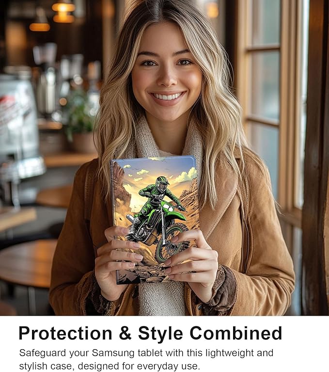 Case for Samsung Galaxy Tab S10 Ultra/Galaxy Tab S9/S8 Ultra 14.6-Inch, Slim PU Leather Stand Cover with Auto Wake/Sleep, Multi-Angle Viewing & Shockproof, Dirt Bike