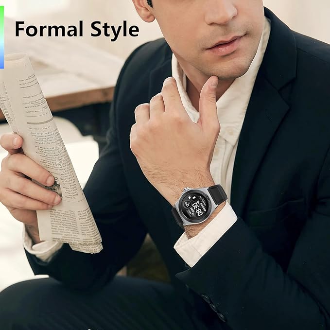 Bebinca Smart Watch for Men Compatible with iPhone Samsung Android Phone, 1.32'' HD Screen IP68 Waterproof Bluetooh Fitness Tracker Heart Rate/Sleep Monitor(Black-Silver)