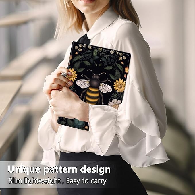 Slim Case for Samsung Galaxy Tab S10 FE / S9 FE 5G 10.9" & Tab S9 11", PU Leather Protective Cover, Multi-Angle Stand, Auto Sleep/Wake, Bee