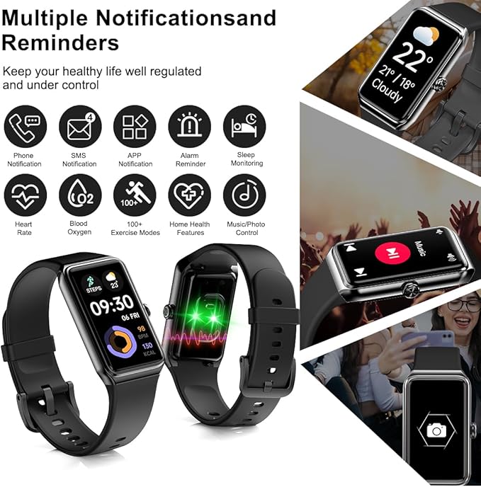 Fitness Tracker- Smart Watch with 1.47" Health Activity Trackers 24/7 Heart Rate,Stress Management, Monitor Blood Oxygen, Sleep Tracking Fitness Watch for Android iPhone Women Men (Black)