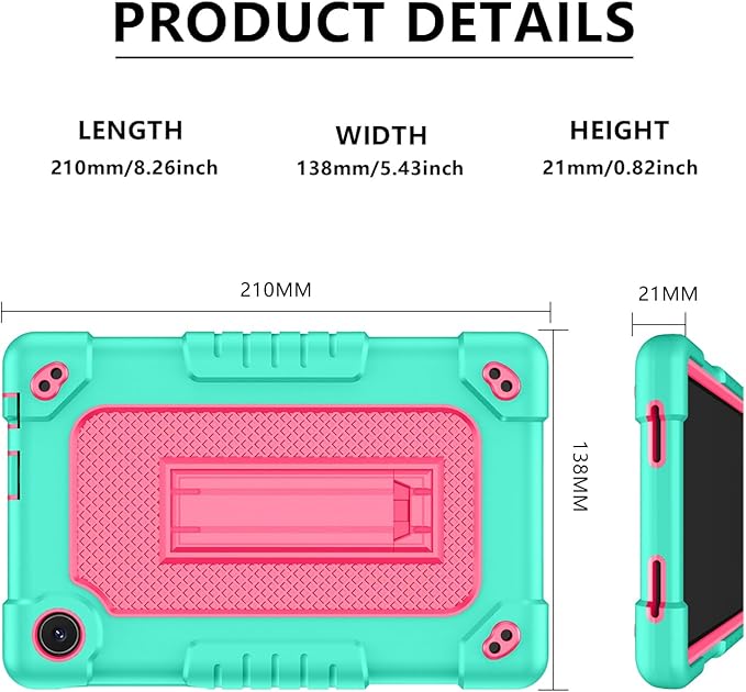 for TCL Tab 8 LE Tablet Case,for TCL Tab 8 Plus Tablet Case,Shoulder Strap Shockproof Kids Friendly(Green/Pink)