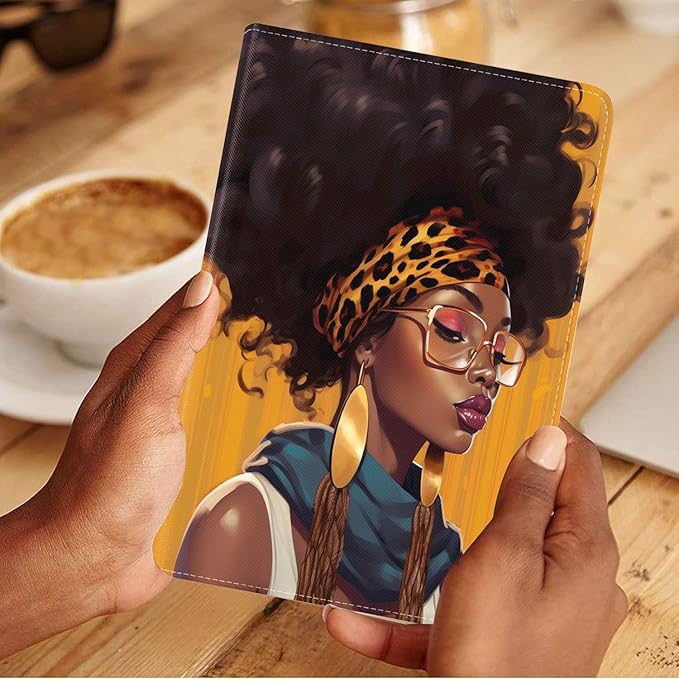 Case for Samsung Galaxy Tab S10 Lite / S10 FE / S9 FE 10.9-Inch / S9 11-Inch, Slim Lightweight PU Leather Stand Cover with Auto Wake/Sleep, African American Women