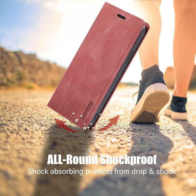 japezop iPhone 15 Plus 5G Wallet Case with RFID Blocking, Card Holder Kickstand Magnetic Leather Flip Case Wallet for iPhone 15 Plus 5G 6.7 Inch(Red)