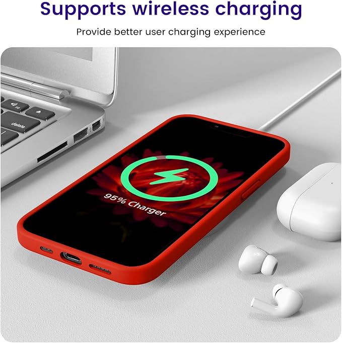 OTOFLY Designed for iPhone 14 Case, Silicone Shockproof Slim Thin Phone Case for iPhone 14 6.1 inch (Red)