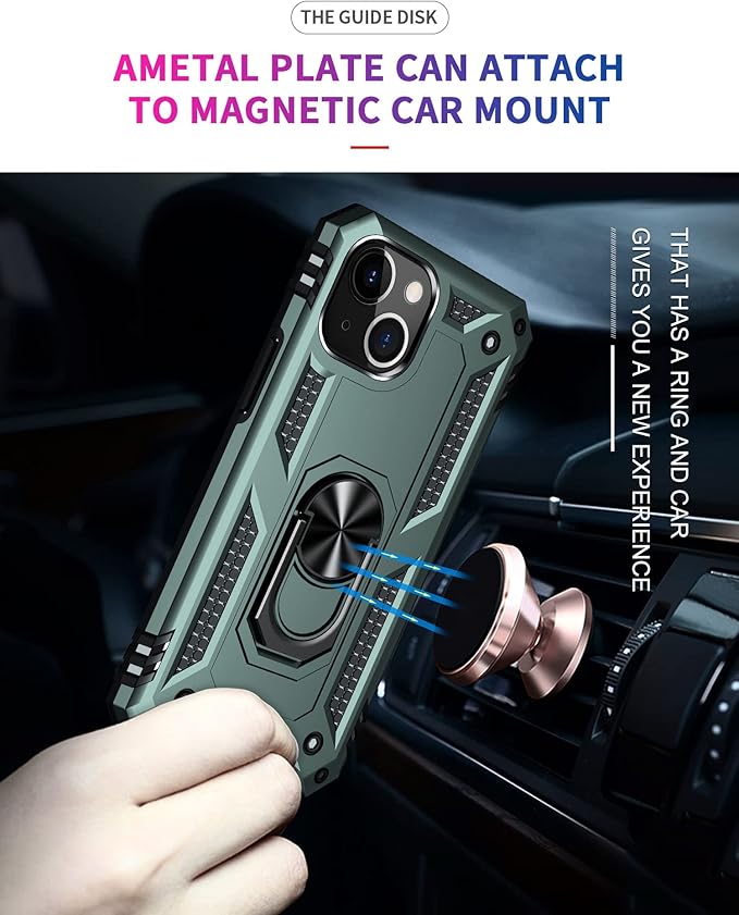 ADDIT Phone Case for iPhone 14 Plus Case,with Kickstand Ring,Adjustable Stand,Military Grade,Heavy Duty Protection,Shockproof,Anti-Fingerprint,Support Magnet Car Mount,Teal