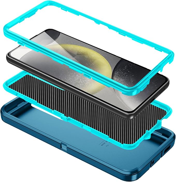 for Galaxy S24 FE 5g Case,Shockproof Dropproof Dustproof 3-Layer Full Body Protection Rugged Heavy Duty High Impact Hard Cover Case for Galaxy S24 FE 6.7 inch,Turquoise