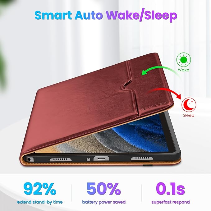 DTTO for Samsung Galaxy Tab A9 Plus 11 inch Case 2023, Premium Leather Business Folio Stand Cover with Hand Strap for Galaxy Tab A9+ 11'' 2023 Model (SM-X210/X216/X218) - Auto Wake/Sleep, Burgundy Red