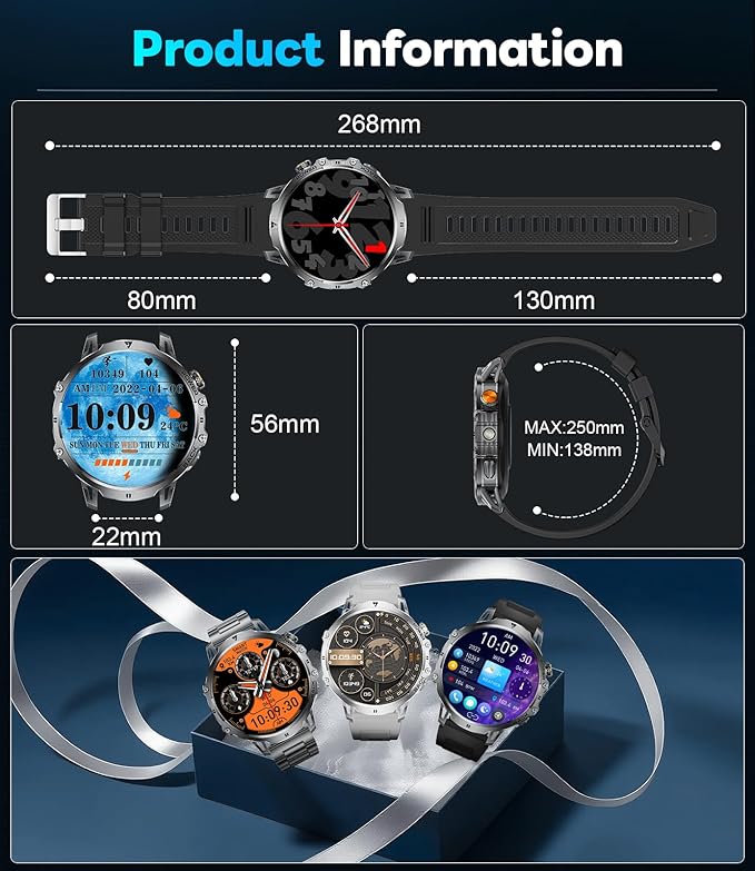 Military Smartwatch for Men(Answer/Make Calls),1000mAh Battery 1.85” HD Large Screen Fitness Watches with 100+ Sports Modes/Heart Rate Monitor Built-in LED Flashlight for Android iOS