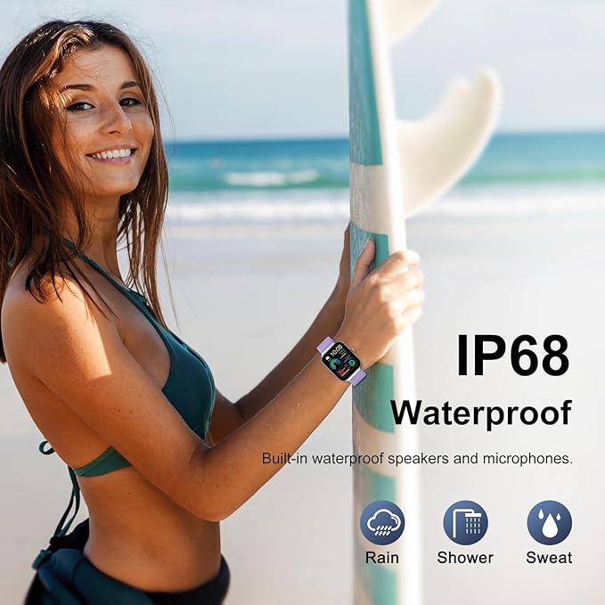 Smart Watch (Answer/Make Calls), 1.96" HD Screen SmartWatch for Men Women 113+ Sport Modes, Fitness Activity Tracker Heart Rate/Sleep Monitor/Pedometer, IP68 Waterproof, Smart Watches for Android iOS