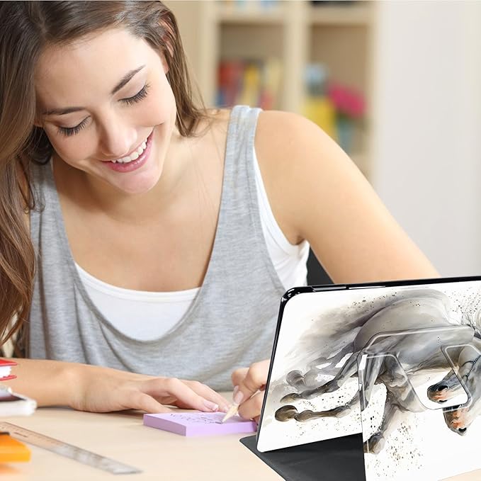 Case for Lenovo Tab M10 Plus 10.3", 360 Degree Rotating Folding Stand,with Auto Sleep/Wake Case for Lenovo Tab M10 Plus (2020 2nd Gen) TB-X606F/TB-X606X 10.3" FHD Tablet,Cool Animal Horse White