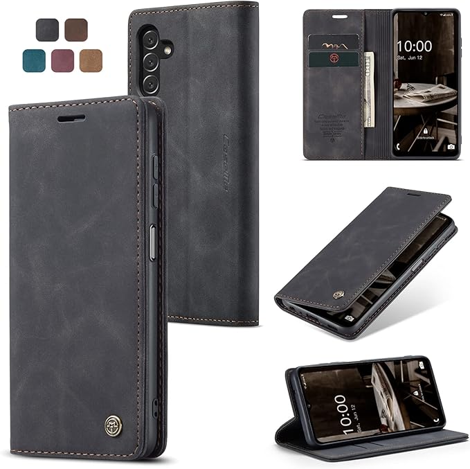 for Samsung Galaxy A14 4G/5G Case, Flip Wallet Leather Case with Card Holder Magnetic Closure Shockproof Kickstand Protective Phone Cases Cover for Galaxy A14 Phone Cover,Black