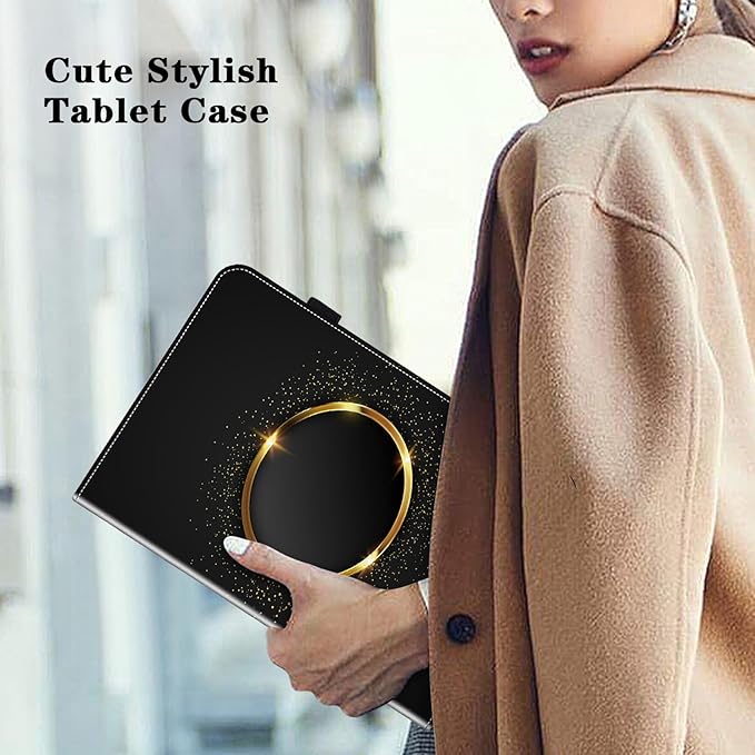 Case for Lenovo Tab M11 2024 11 inch,PU Leather Stand Flip Cover with Card Solts Elastic Band for Lenovo Tab M11 Tablet - Gold Hoop