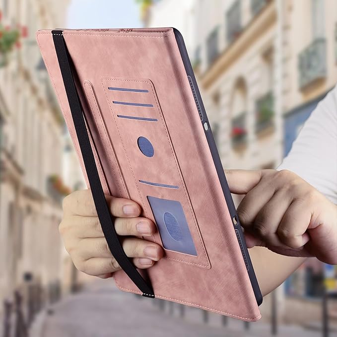 Case for Samsung Galaxy Tab S10 Plus 2024/S9 FE Plus 2023/S9 Plus 2023 12.4 Inch, Slim PU Leather Folio Cover with Multi-Angle Stand and Pen Holder, Pink