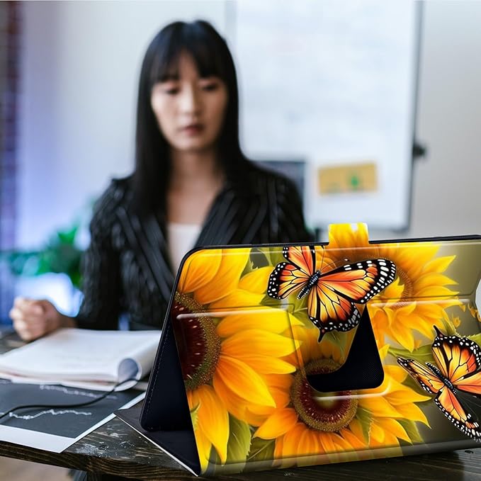 Case for Lenovo Tab P11 Pro Gen 2 11.2" 2022,Mxfdegf 360 Degree Rotating Stand and Magnetic Closure Case for 11.2 inch Lenovo Tab P11 Pro 2nd Generation,Butterfly Sunflowers