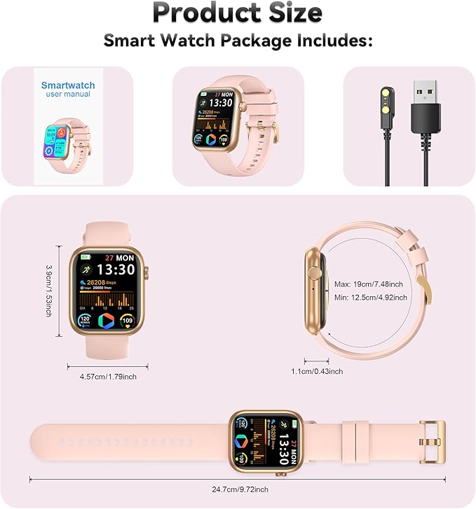 Smart Watch for Men Women, 1.83" Fitness Watch (Answer/Make Call), Smartwatch with Heart Rate/Blood Pressure, Sleep Tracker, Pedometer, 120+ Sport Modes,IP68 Waterproof Fitness Tracker for Android IOS