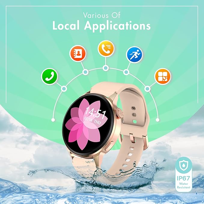 Smart Watch for Men & Women - Android Phones, Make/Answer Calls, Messaging, Voice Assistant, NFC Functions, Wireless Charging, Long Battery Life, Gold