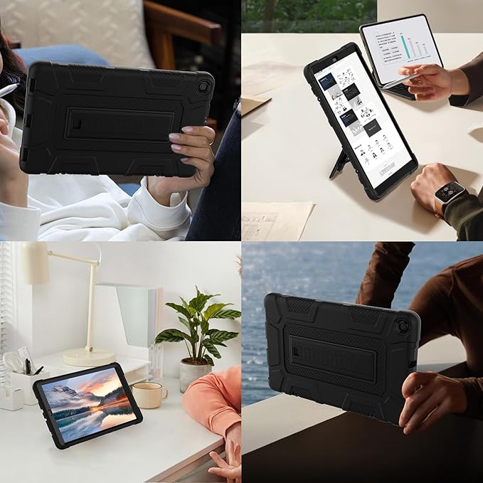 Case for Samsung Galaxy Tab A 10.1 2019, Hybrid Shockproof Rugged Drop Protection Cover with Kickstand for Samsung Galaxy Tab A 10.1 Inch SM-T510 / T515(Black)