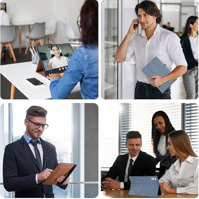 Case for Lenovo Tab M9 9.0 inch 2023 (TB-310FU) / Nook 9" Lenovo Tablet 2024, Multi-Angle Viewing Smart Cover with Pocket, Business PU Leather Flip Stand Cover-Gray