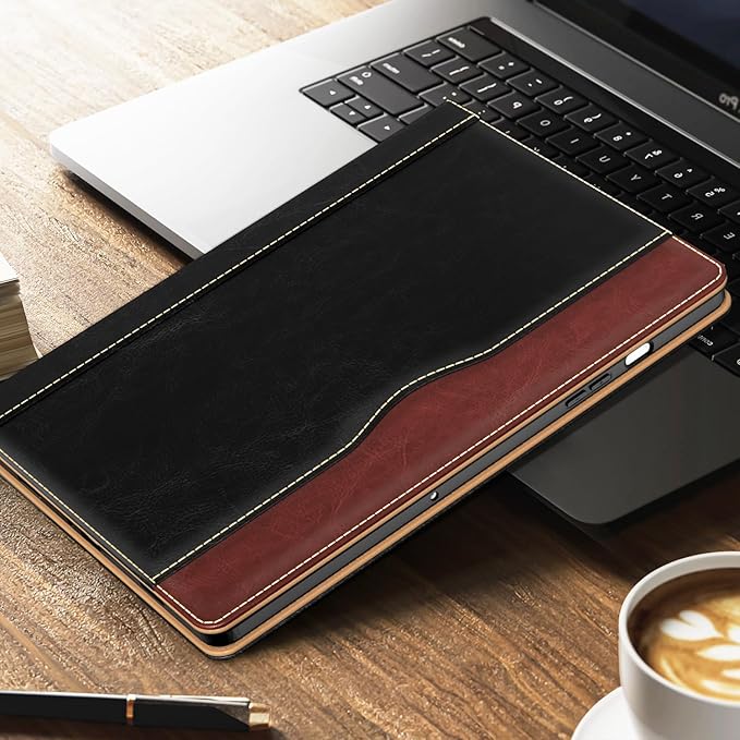 OKP Case for Samsug Galaxy Tab A9+ Plus 11 inch 2024(SM-X210/X216/X218), PU Leather Folio Cover with Multi-Angle Stand//Pen Holder, Auto Wake/Sleep Case for Galaxy A9+ 11" Tablet (Black+Brown)