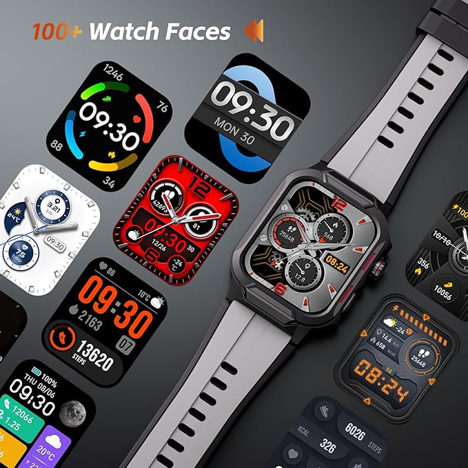 Smart Watches for Men (Answer/Make Calls), 1.96" Fitness Smart Watch with Heart Rate/Blood Oxygen/Sleep Monitor/100+ Sport Modes, 3ATM Waterproof Smartwatch Mens Watches for Android and iPhone