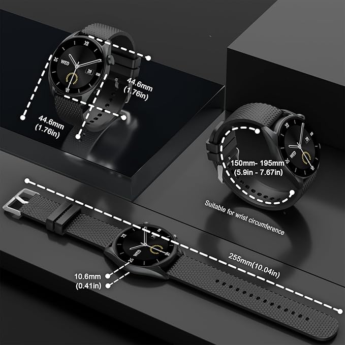 Smart Watches for Men Women(Answer/Make Calls), 1.43" AMOLED HD with 100+ Sport Modes, Heart Rate/Sleep Monitor/Steps/Calories/IP68 Waterproof Fitness Tracker, smartwatch for Android iOS,Black