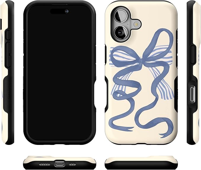 Casely iPhone 17 Case | Heartstrings | Blue Bow | Bold Protective Design | Compatible with MagSafe