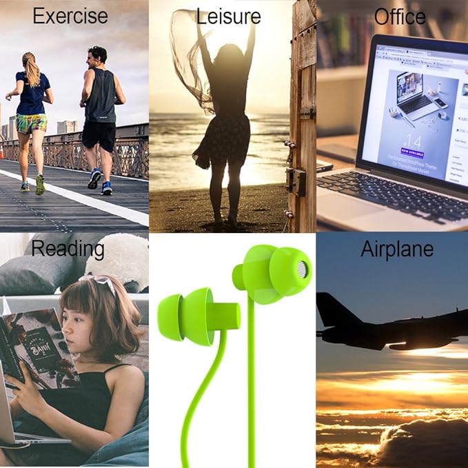 MAXROCK (TM Total Soft Silicon Headphones with Mic Sleep Travel Choice for Cellphones Tablets and 3.5mm Jack (Green)