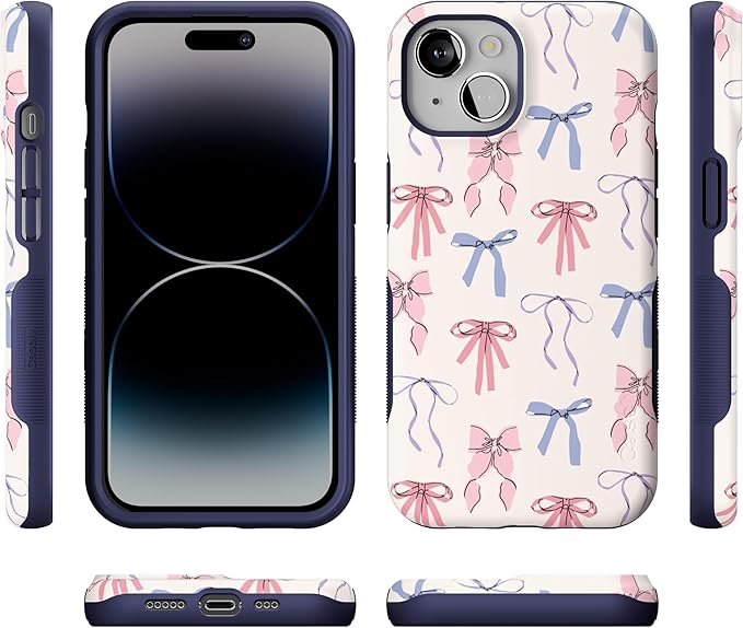 Casely iPhone 14 Case | Coquette Girlie | Pastel Bows | Compatible with MagSafe | Bold Protective Design